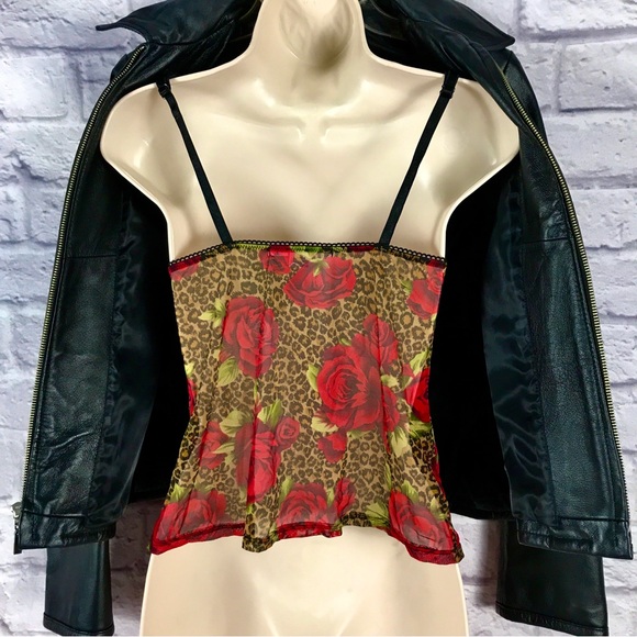 RARE SET Victoria’s‎ Secret Y2K Red Rose Animal Print Mesh Cami/Panty 2pc NWOT - Picture 10 of 10